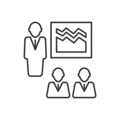 business presentation icon, team meeting graph report icon