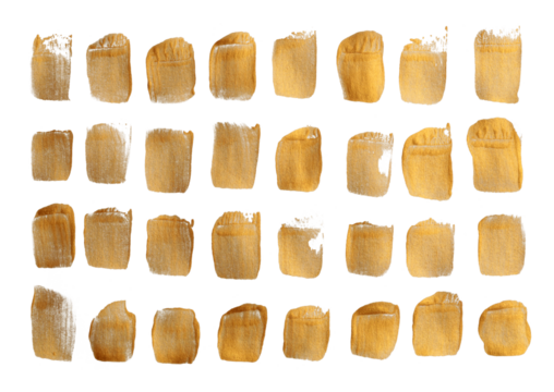 PNG Art modern oil and acrylic smear brushstroke canvas painting design elements. Abstract texture gold, bronze color stain brushstroke texture on transparent background.