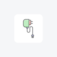 Charger, Adapter, Plug, Connector Vector Awesome Icon