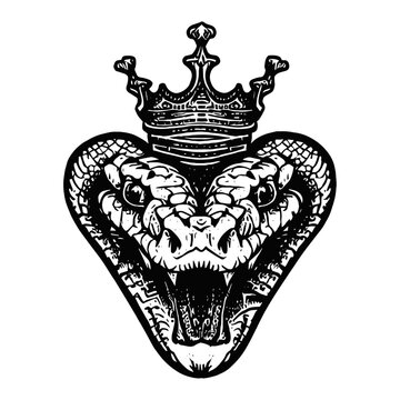 viper head wearing a crown illustration