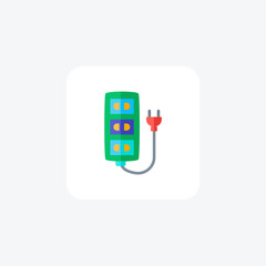 Power Supply, Voltage, Current Vector Flat Icon