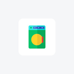 Washing Machine, Laundry Vector Flat Icon