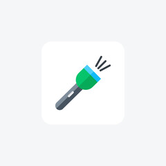 Torch, Flashlight, Light Vector Flat Icon