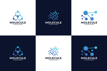 Nanotechnology logo. Molecule logo, Atomic structure logo design collection.