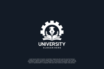 badge of university, academy and school logo design template - obrazy, fototapety, plakaty