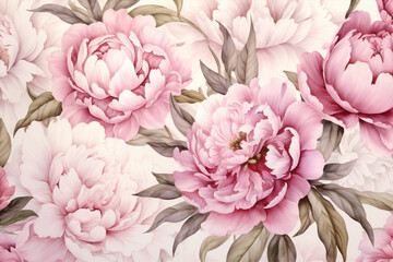 Watercolor art floral peony pattern