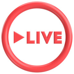 Live button. Live streaming. 3D illustration.
