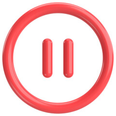 Pause button. Stop button. 3D illustration.