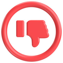 Dislike button. Dislike icon. 3D illustration.