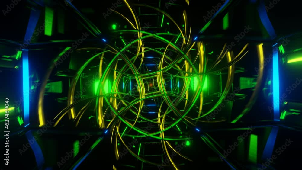 Poster enchanting seamless loop of vibrant and trippy neon hypnotic patterns for vjs.
