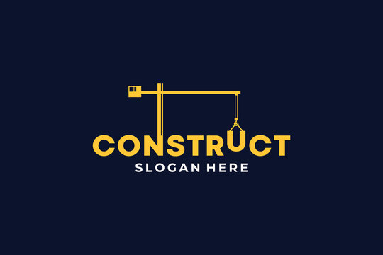Building construction text logo design. Word mark of construct logo template.