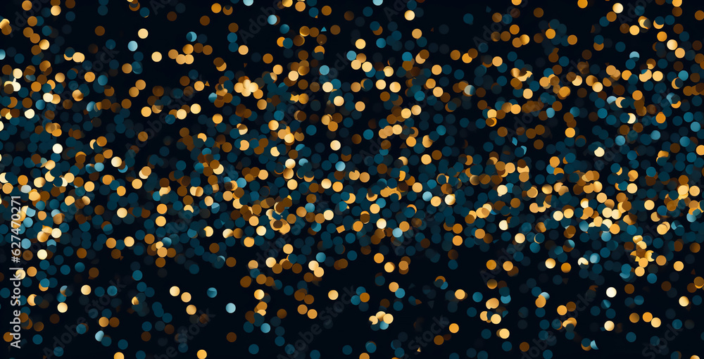 Wall mural abstract background with dark blue and gold particle. christmas golden light shine particles bokeh o