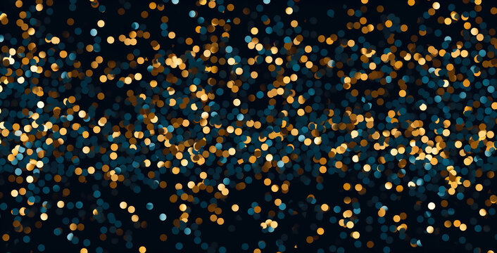 abstract background with Dark blue and gold particle. Christmas Golden light shine particles bokeh on navy blue background. Gold foil texture. Holiday concept.  digital ai