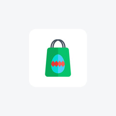 Shopping Bag, Egg, Easter Vector Flat Icon