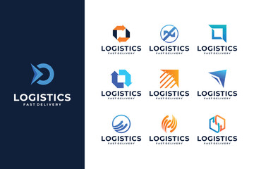 Logistic logo design. Creative delivery logo design collection.