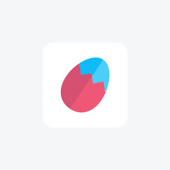 Cracked Egg, Easter Vector Flat Icon
