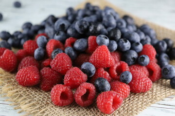 Fresh blueberry and rasberry. 