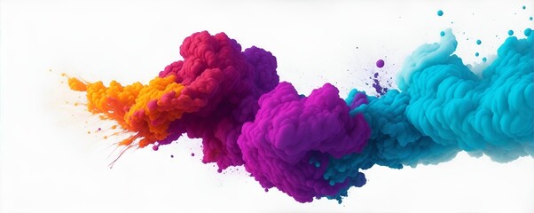 Fototapeta na wymiar colorful rainbow holi paint color powder explosion isolated on white. Generative AI, Generative, AI