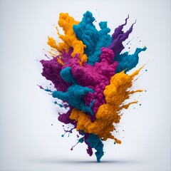 Fototapeta na wymiar colorful rainbow holi paint color powder explosion isolated on white. Generative AI, Generative, AI