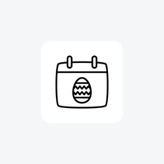 Calendar, Easter, Egg Vector Line Icon