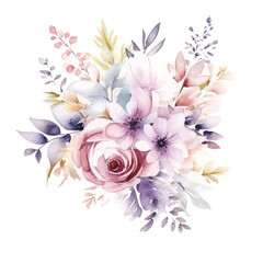 Obraz na płótnie Canvas Soft Pastel Floral Clipart with Fairy Elements