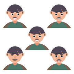 Grandfather's face emotions, isolated icons set the illustration