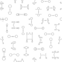 Equestrian bridle bits scattered randomly, vector seamless pattern