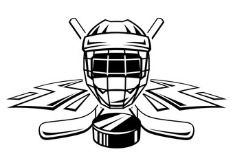 Emblem with hockey symbols. Sport club label or emblem. Healthy lifestyle illustration.