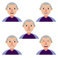 Emotional character. Vector avatars for business icons. Vector illustration of a happy, laughing old man character. Vector illustration of grandfather stock character