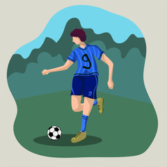 Vector Illustration in Simple Flat Style of a Football Player