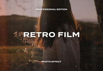 Retro Film Photo Effect Mockup Template Grain Overlay Print Professional