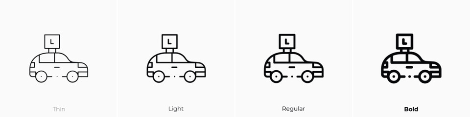 driving school icon. Thin, Light, Regular And Bold style design isolated on white background