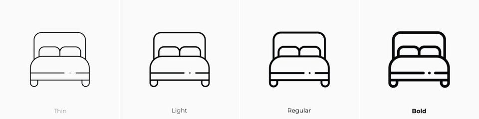 double bed icon. Thin, Light, Regular And Bold style design isolated on white background