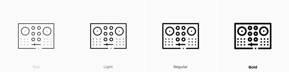 dj controller icon. Thin, Light, Regular And Bold style design isolated on white background