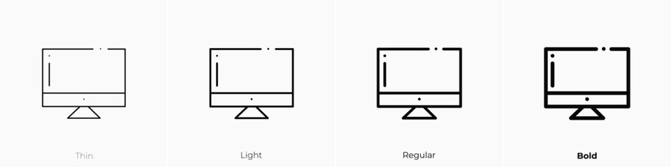computer screen icon. Thin, Light, Regular And Bold style design isolated on white background