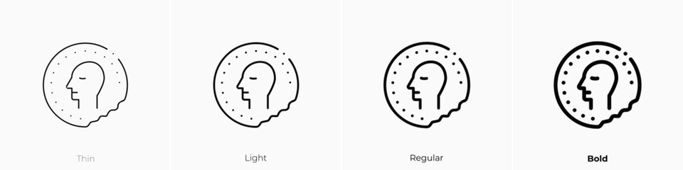 coin icon. Thin, Light, Regular And Bold style design isolated on white background
