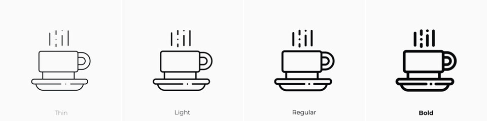 coffee cup icon. Thin, Light, Regular And Bold style design isolated on white background