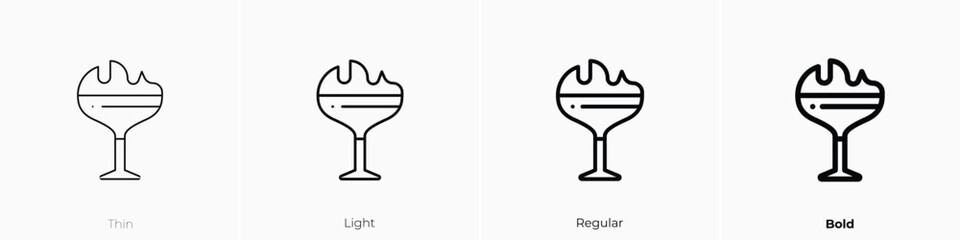 cocktail icon. Thin, Light, Regular And Bold style design isolated on white background