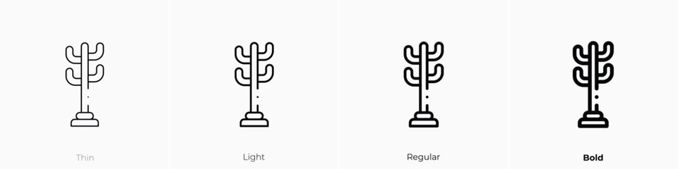 coat stand icon. Thin, Light, Regular And Bold style design isolated on white background