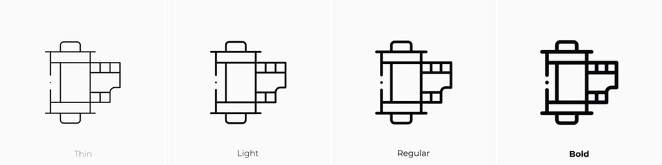 camera roll icon. Thin, Light, Regular And Bold style design isolated on white background