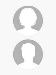 Vector flat illustration. Man and woman icon. Avatar, user profile, person icon, gender neutral silhouette, profile picture. Suitable for social media profiles, icons, screensavers and as a template.