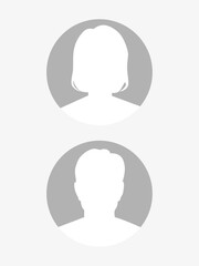Vector flat illustration. Man and woman icon. Avatar, user profile, person icon, gender neutral silhouette, profile picture. Suitable for social media profiles, icons, screensavers and as a template.