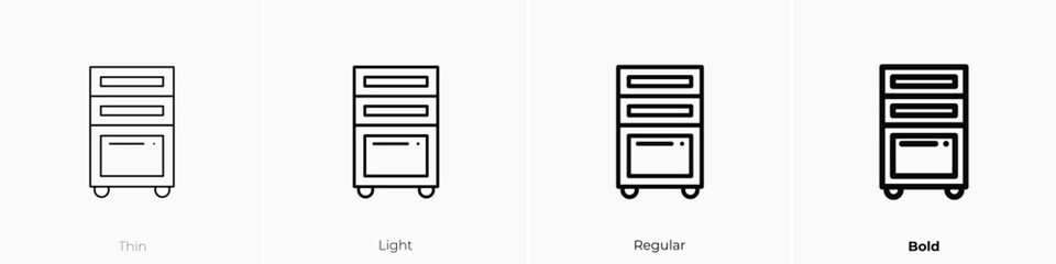 cabinet icon. Thin, Light, Regular And Bold style design isolated on white background