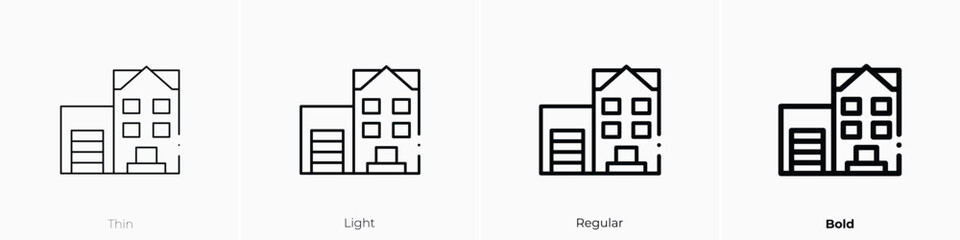 building icon. Thin, Light, Regular And Bold style design isolated on white background