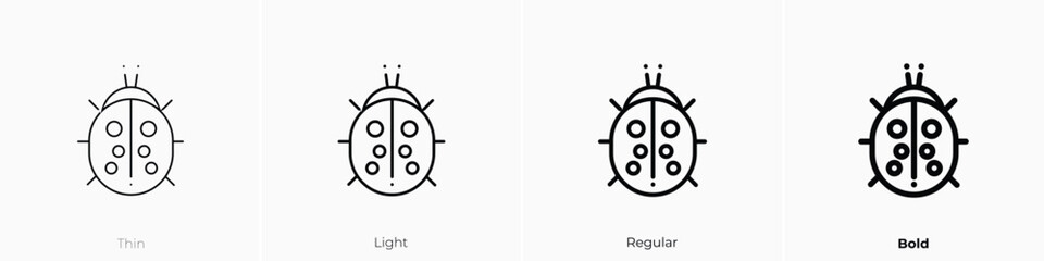 bug icon. Thin, Light, Regular And Bold style design isolated on white background