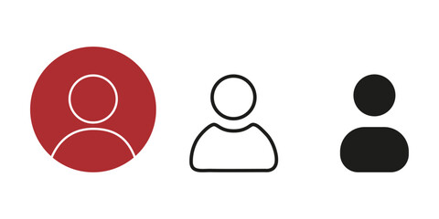 Vector flat illustration. Icons in burgundy color, stroke and black color. Avatar, user profile, person icon, profile picture. Suitable for social media profiles, screensavers and template.