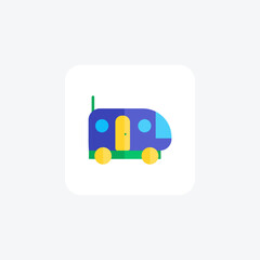 Vanity Van, Makeup, Transportation Vector Flat Icon