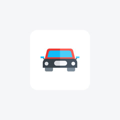 Front View Of Car, Vehicle Vector Flat Icon