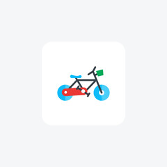 Cycle, Pedal, Power, Bike Vector Flat Icon