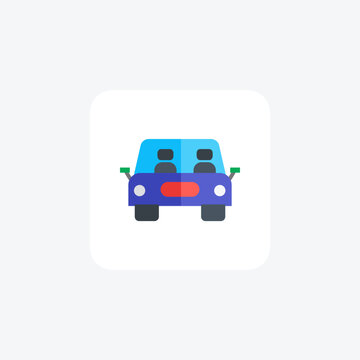Car, Commute, Automobile Vector Flat Icon